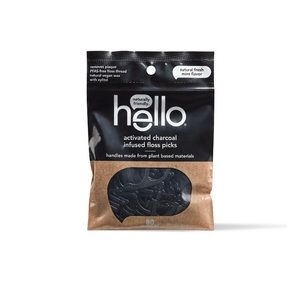Hello Charcoal Floss Picks, Activated Charcoal x3 bags of 80 each